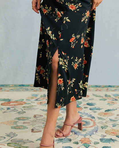 Vestido Midi Con Estampado Floral Y Botones Frontales Para Mujer | Ideal Para Uso Diario Y Ocasiones Informales