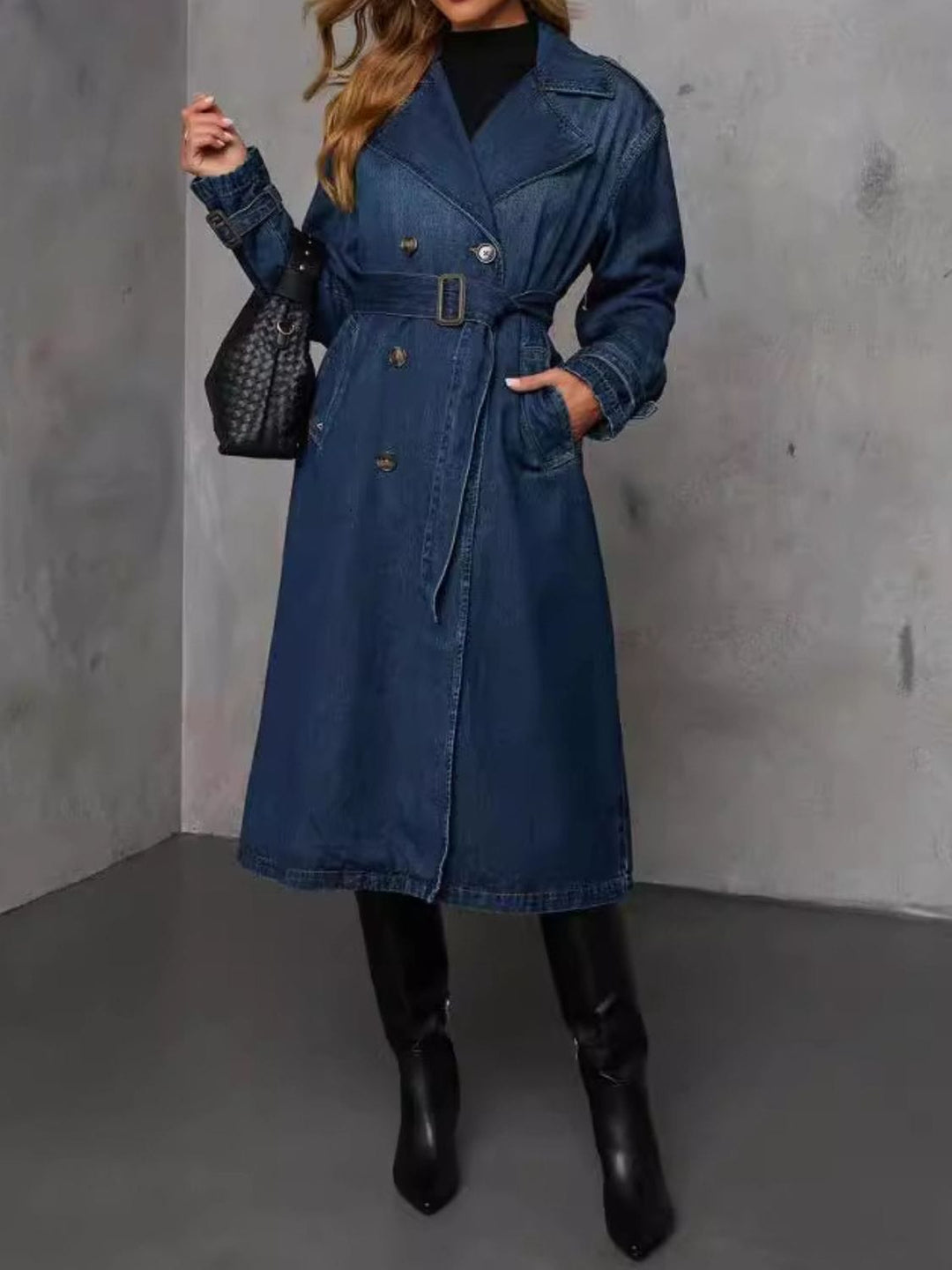 Trench Coat Largo Con Doble Botonadura Y Cinturón Integrado Para Mujer | Ideal Para Superposiciones De Entretiempo