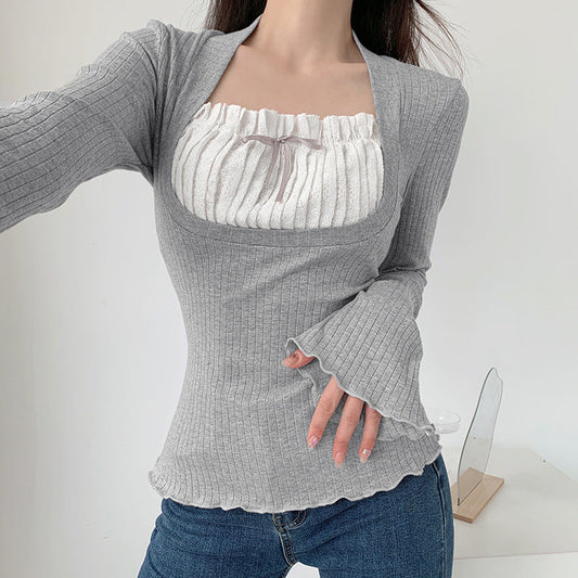 Top Con Escote Cuadrado Y Manga Larga Para Mujer | Ideal Para Uso Diario Y Semi-Formal