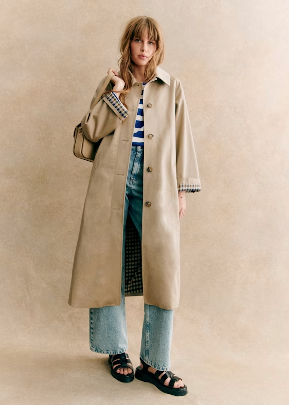Trench Coat con Cierre Abotonado Integral y Corte Recto Oversize para Mujer | Ideal para Uso Diario