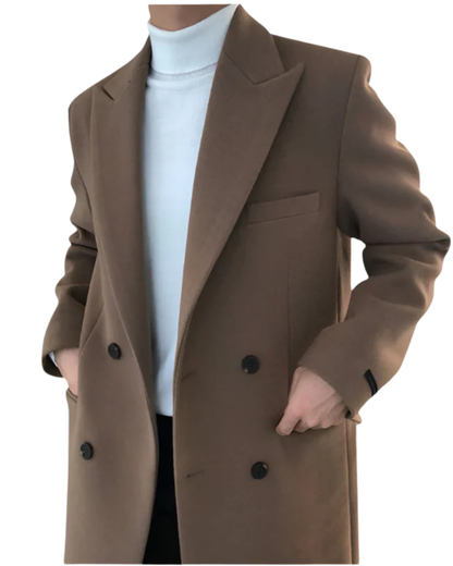 Abrigo Cruzado Con Botones Y Bolsillos Frontales Para Hombre | Ideal Para Entretiempo Y Uso Diario
