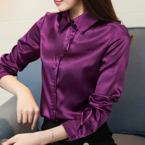 Blusa Con Col Clásico Y Cierre Abotonado Para Mujer | Ideal Para Uso Diario Y Profesional Ligero