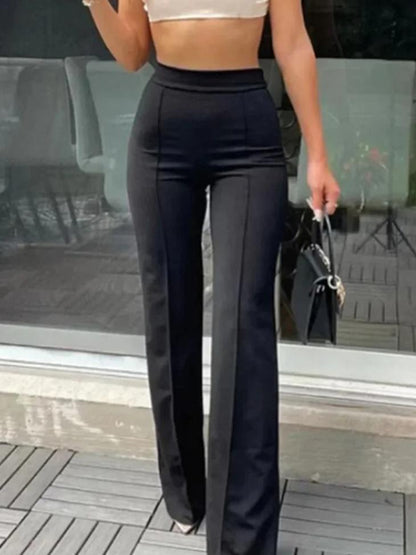 Pantalón De Corte Evasé Con Cintura Alta Para Mujer | Ideal Para Uso Diario