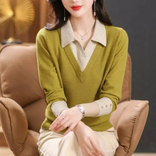 Jersey Con Cuello En V Y Cuello Alto Integrado Para Mujer | Ideal Para Uso Diario U Ocasional