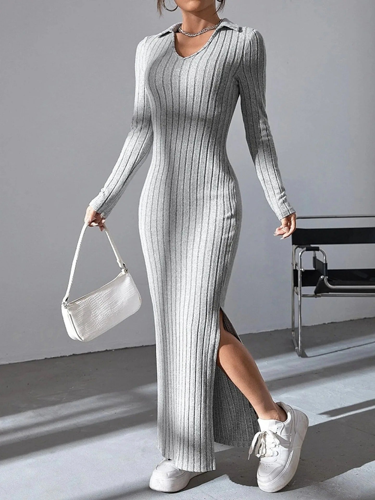 Vestido Ajustado de Manga Larga para Mujer | Ideal para Uso Diario y Profesional