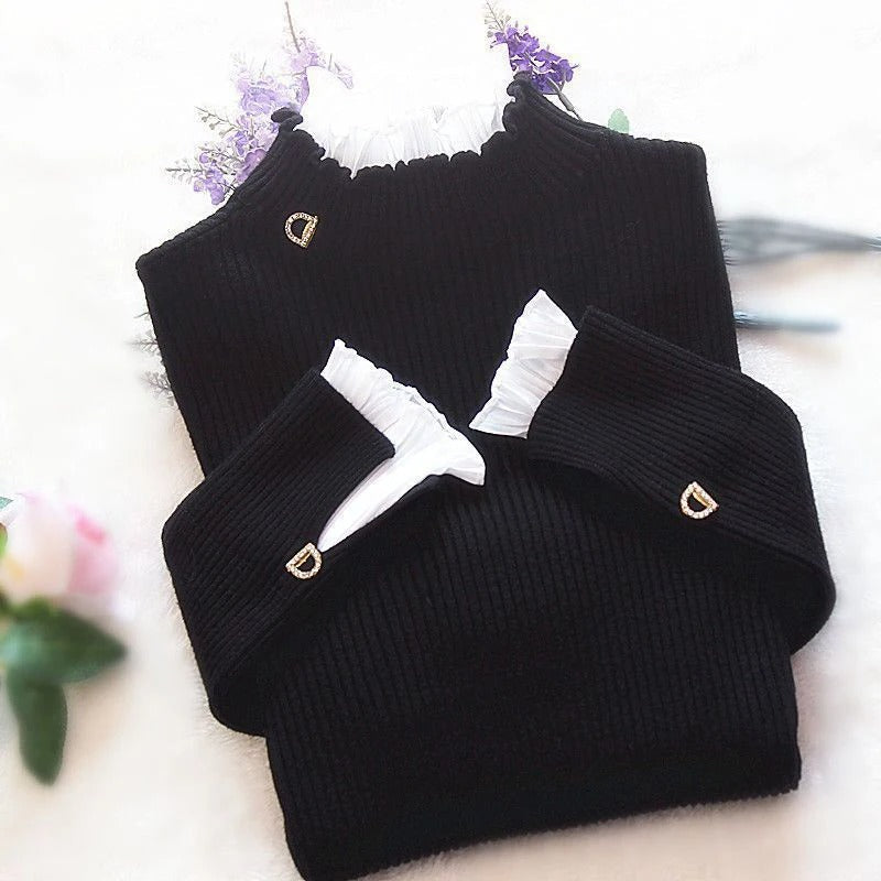 Jersey de Cuello Alto para Mujer con Puños Acabados en Canalé | Ideal para Días Fríos