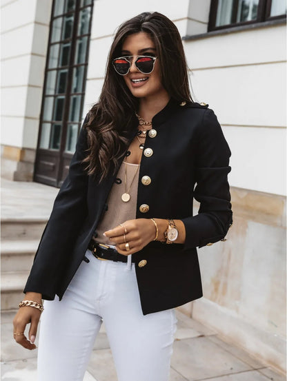 Blazer con Corte Ajustado y Encolure Redonda para Mujer | Ideal para Uso Profesional y Diario