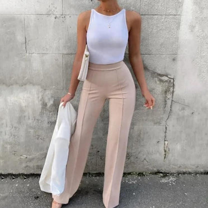 Pantalón De Corte Evasé Con Cintura Alta Para Mujer | Ideal Para Uso Diario