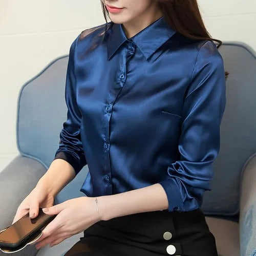 Blusa Con Col Clásico Y Cierre Abotonado Para Mujer | Ideal Para Uso Diario Y Profesional Ligero