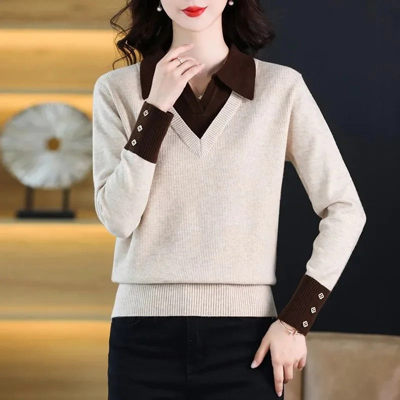 Jersey Con Cuello En V Y Cuello Alto Integrado Para Mujer | Ideal Para Uso Diario U Ocasional