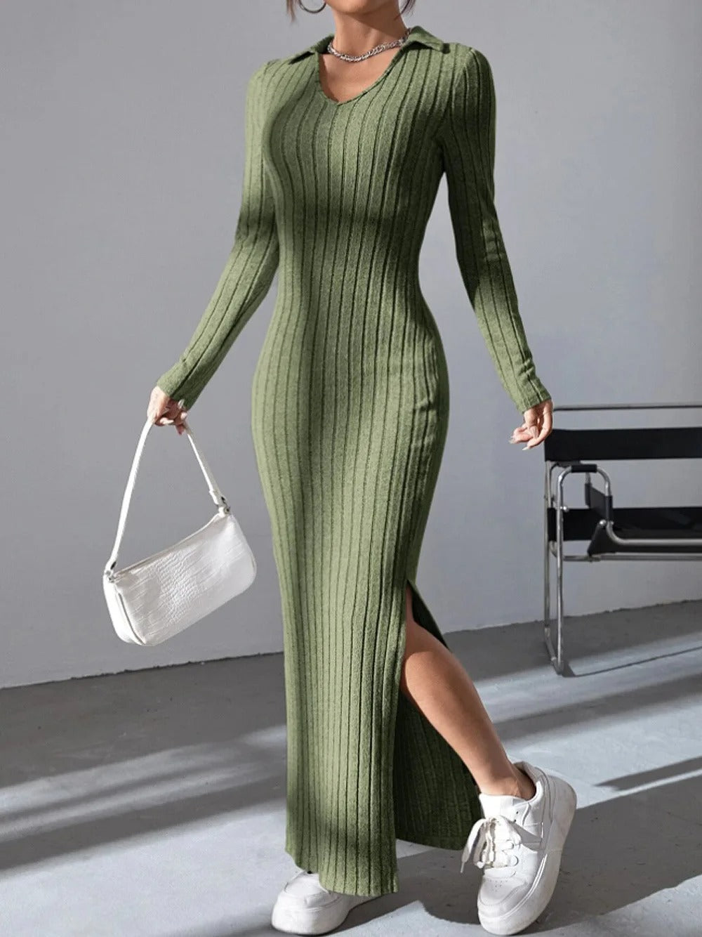Vestido Ajustado de Manga Larga para Mujer | Ideal para Uso Diario y Profesional
