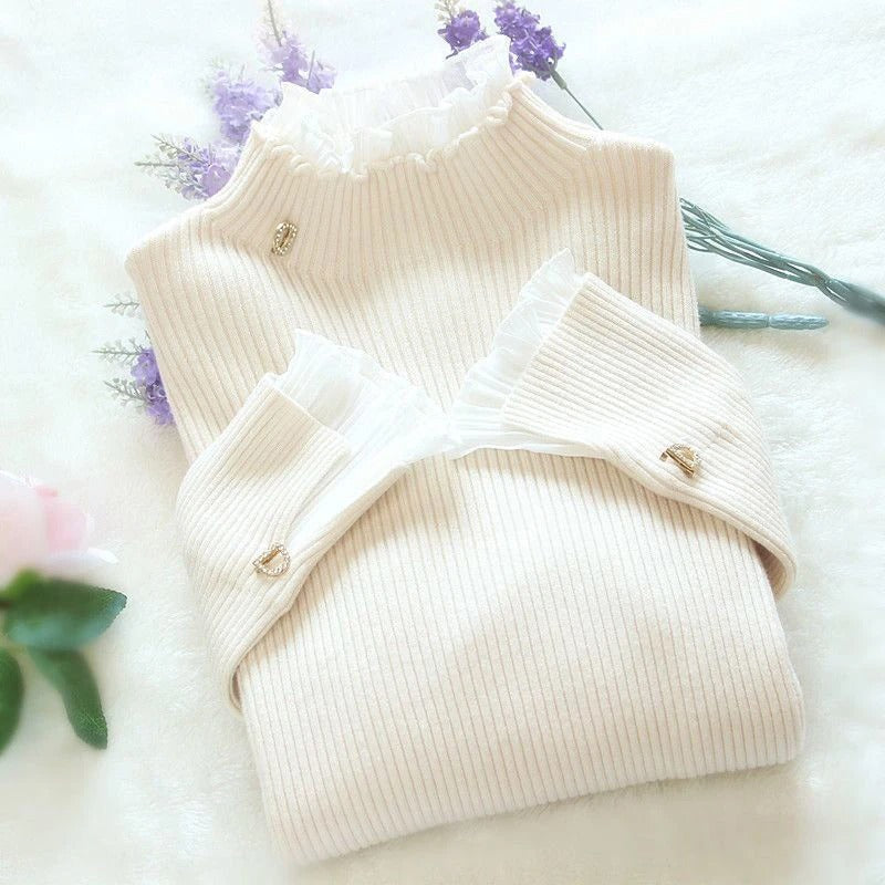 Jersey de Cuello Alto para Mujer con Puños Acabados en Canalé | Ideal para Días Fríos