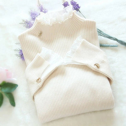 Jersey de Cuello Alto para Mujer con Puños Acabados en Canalé | Ideal para Días Fríos