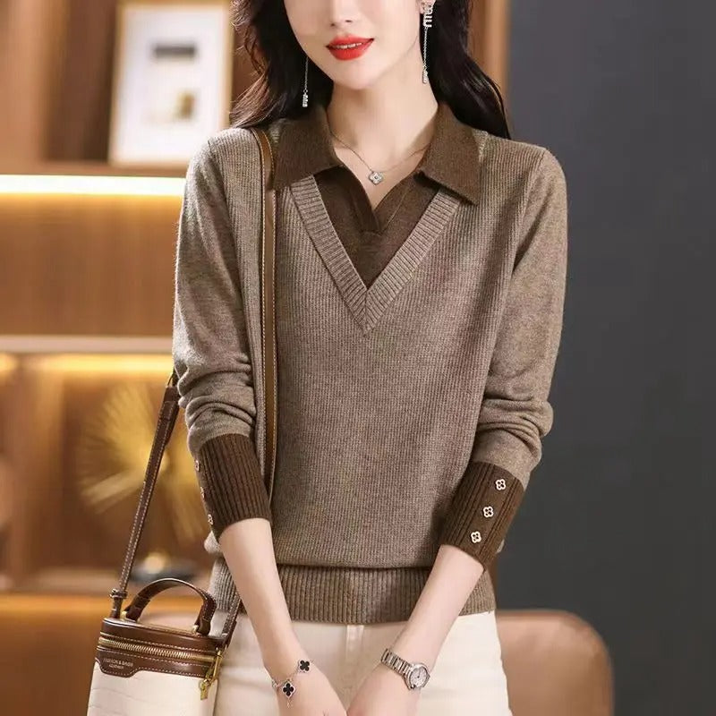 Jersey Con Cuello En V Y Cuello Alto Integrado Para Mujer | Ideal Para Uso Diario U Ocasional