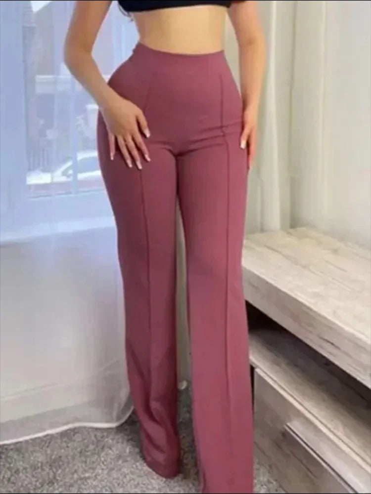 Pantalón De Corte Evasé Con Cintura Alta Para Mujer | Ideal Para Uso Diario