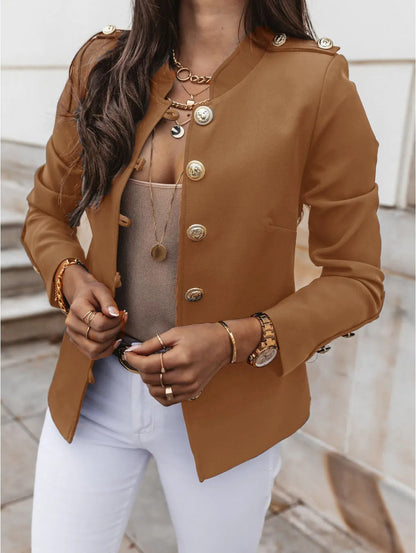 Blazer con Corte Ajustado y Encolure Redonda para Mujer | Ideal para Uso Profesional y Diario