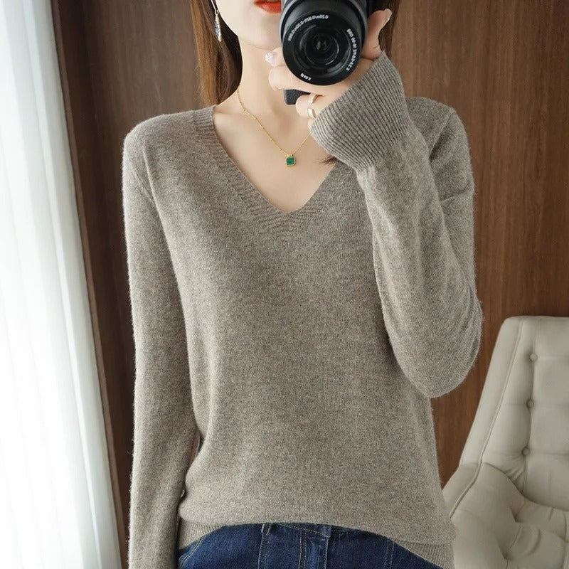 Jersey Con Cuello En V Y Mangas Largas Para Mujer | Ideal Para Uso Diario U Ocasional
