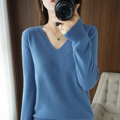 Jersey Con Cuello En V Y Mangas Largas Para Mujer | Ideal Para Uso Diario U Ocasional