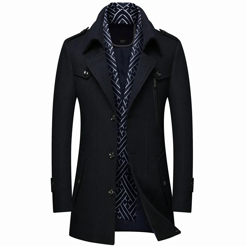 Trench Largo con Construcción de Doble Capa para Hombre | Ideal para Temporada Fría