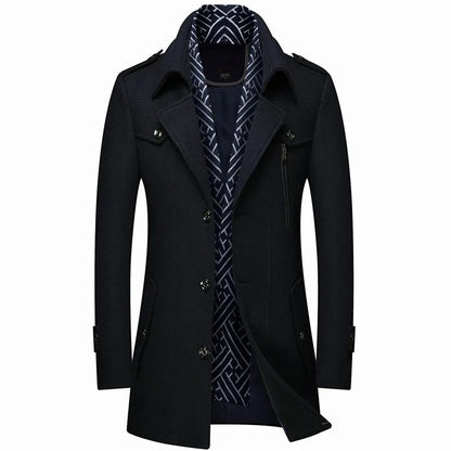 Trench Largo con Construcción de Doble Capa para Hombre | Ideal para Temporada Fría