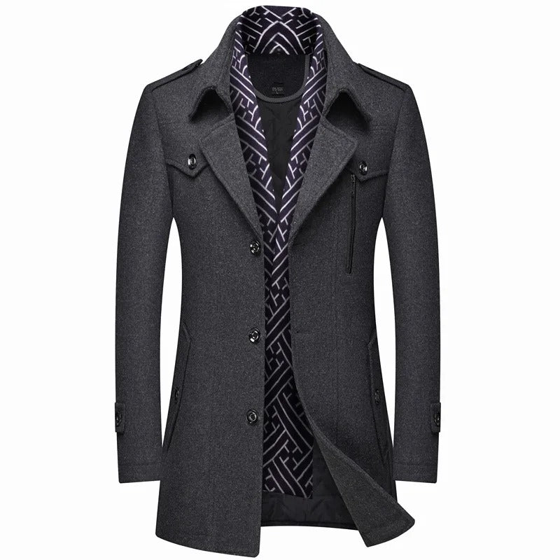 Trench Largo con Construcción de Doble Capa para Hombre | Ideal para Temporada Fría