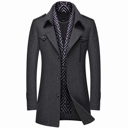 Trench Largo con Construcción de Doble Capa para Hombre | Ideal para Temporada Fría