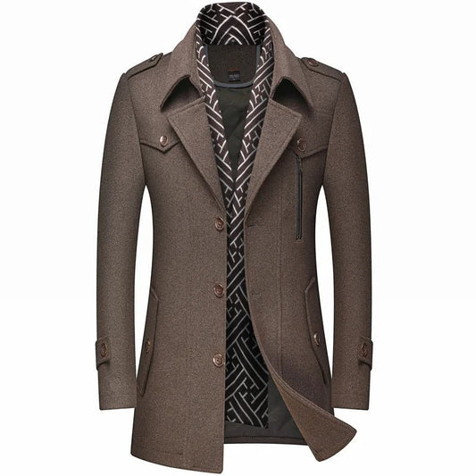 Trench Largo con Construcción de Doble Capa para Hombre | Ideal para Temporada Fría
