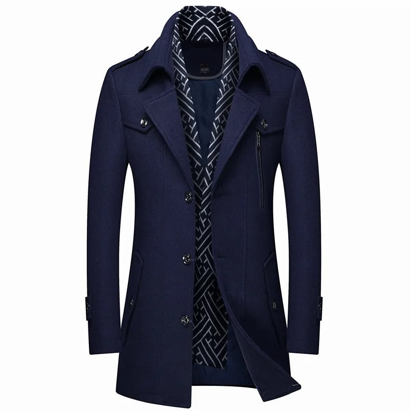 Trench Largo con Construcción de Doble Capa para Hombre | Ideal para Temporada Fría