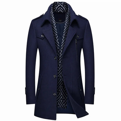 Trench Largo con Construcción de Doble Capa para Hombre | Ideal para Temporada Fría