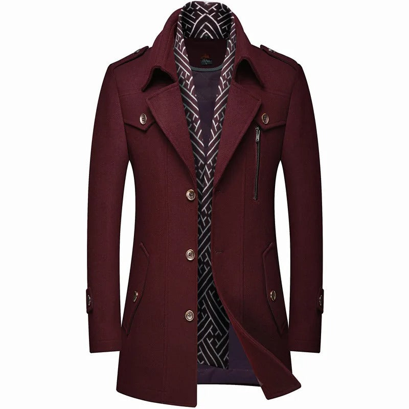 Trench Largo con Construcción de Doble Capa para Hombre | Ideal para Temporada Fría