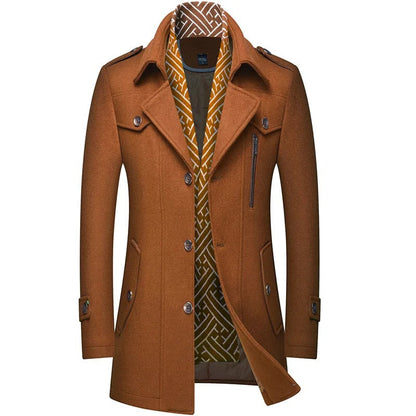 Trench Largo con Construcción de Doble Capa para Hombre | Ideal para Temporada Fría