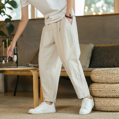 Pantalón De Corte Amplio Con Cintura Elástica Y Cordón Para Hombre | Ideal Para Uso Diario
