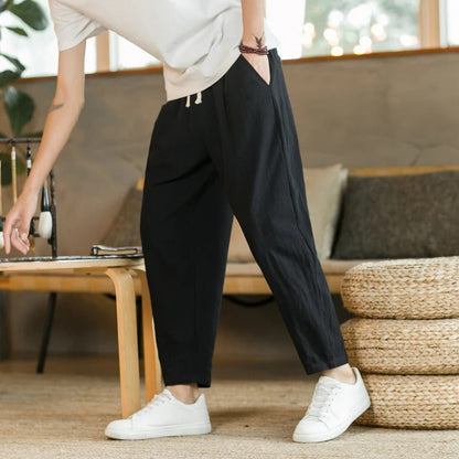 Pantalón De Corte Amplio Con Cintura Elástica Y Cordón Para Hombre | Ideal Para Uso Diario