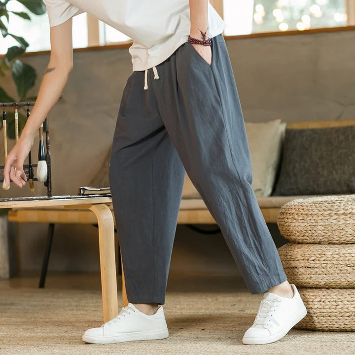Pantalón De Corte Amplio Con Cintura Elástica Y Cordón Para Hombre | Ideal Para Uso Diario