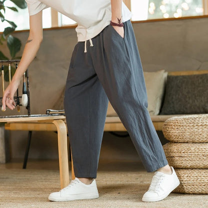 Pantalón De Corte Amplio Con Cintura Elástica Y Cordón Para Hombre | Ideal Para Uso Diario