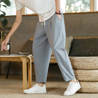 Pantalón De Corte Amplio Con Cintura Elástica Y Cordón Para Hombre | Ideal Para Uso Diario