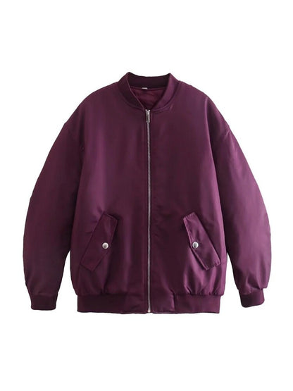 Chaqueta Bomber con Cierre de Cremallera para Mujer | Ideal para Uso Diario y Actividades al Aire Libre