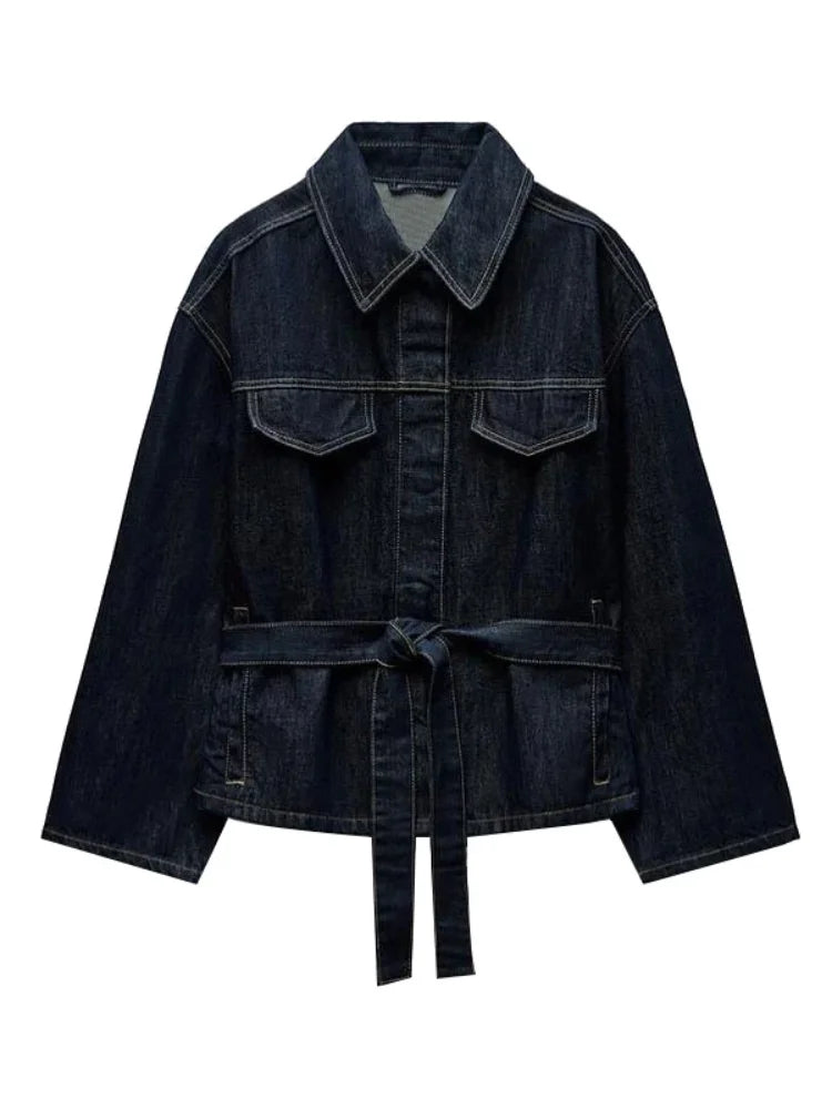Chaqueta Corta con Cinturón Ajustable y Bolsillos Frontales para Mujer | Ideal para Todo el Año