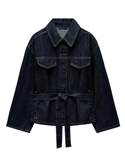 Chaqueta Corta con Cinturón Ajustable y Bolsillos Frontales para Mujer | Ideal para Todo el Año