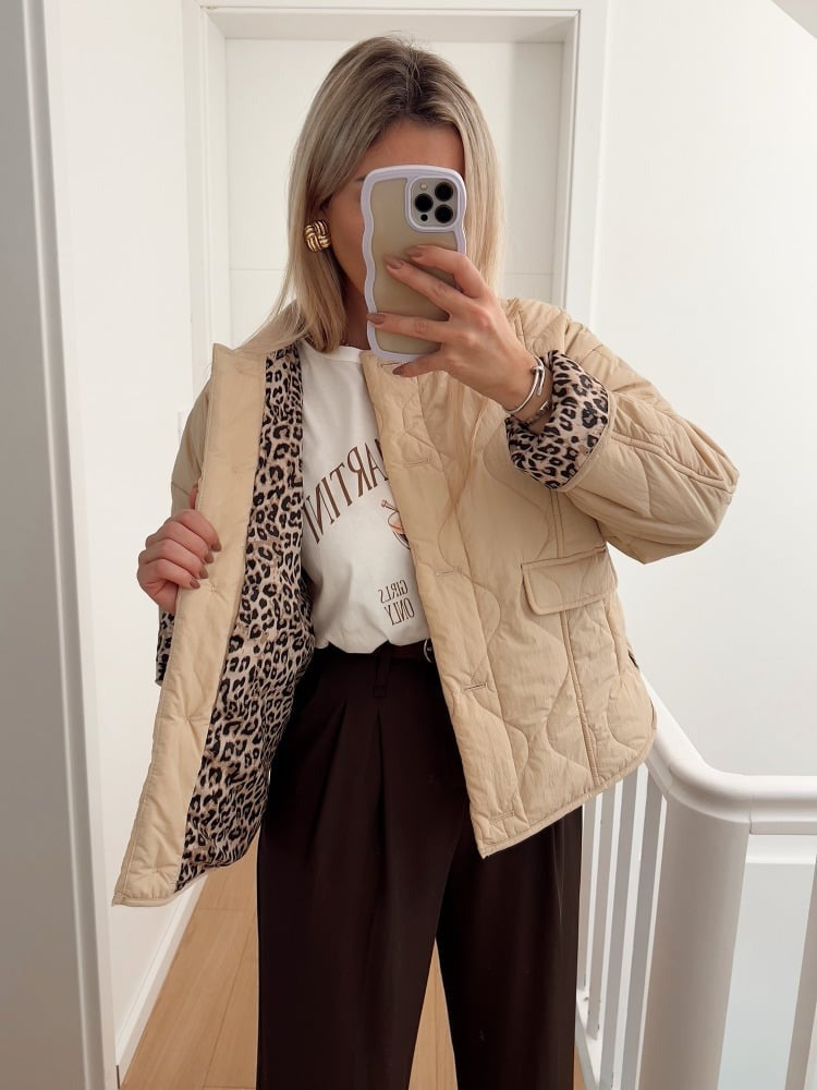 Chaqueta Reversible Con Botones Y Bolsillos Frontales Para Mujer | Ideal Para Uso Diario Y Temporada Intermedia