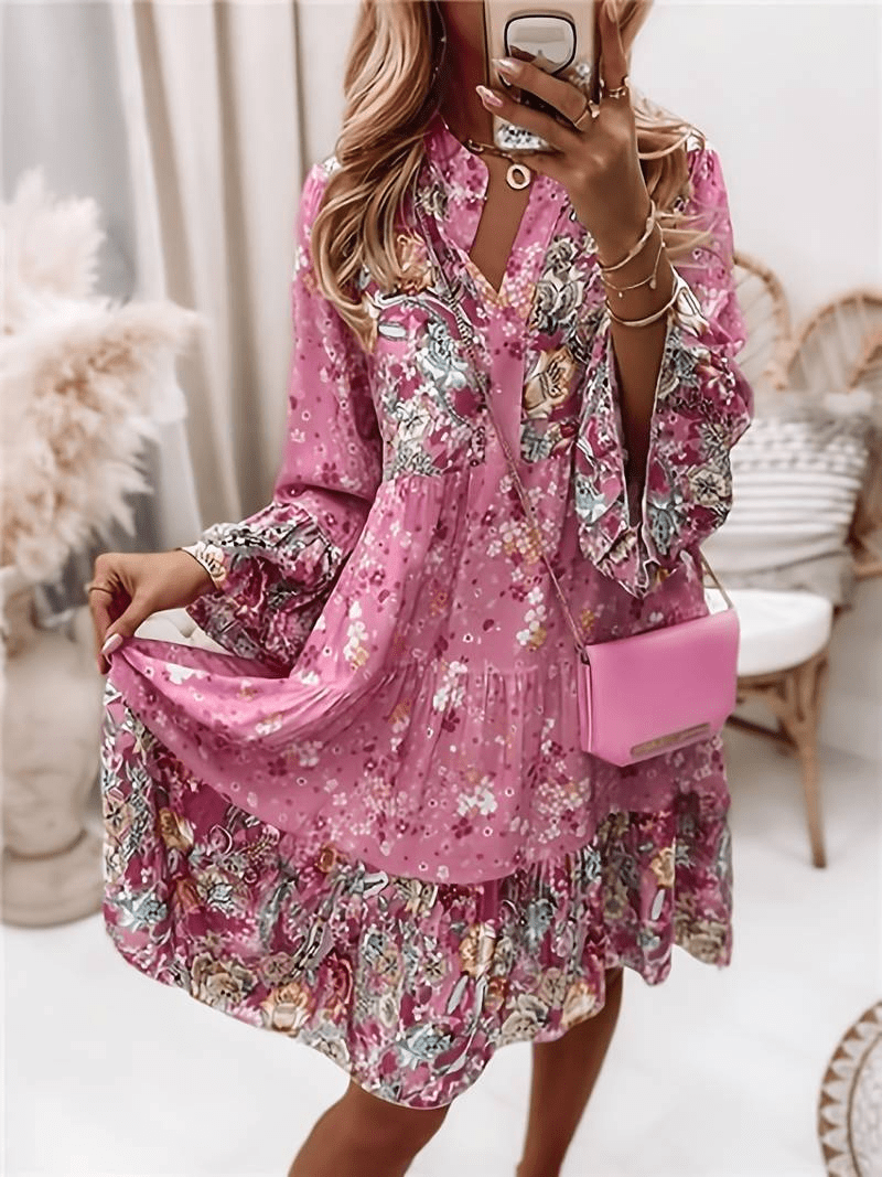 Vestido Midi Con Estampado Floral Y Corte Estructurado Para Mujer | Ideal Para Uso Diario Y Salidas Informales