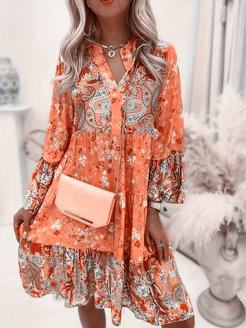 Vestido Midi Con Estampado Floral Y Corte Estructurado Para Mujer | Ideal Para Uso Diario Y Salidas Informales