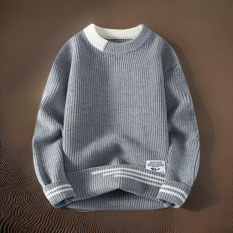 Jersey De Manga Larga Con Cuello Redondo Y Diseño Para Superposición Para Hombres | Ideal Para Uso Diario