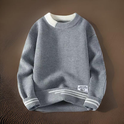 Jersey De Manga Larga Con Cuello Redondo Y Diseño Para Superposición Para Hombres | Ideal Para Uso Diario