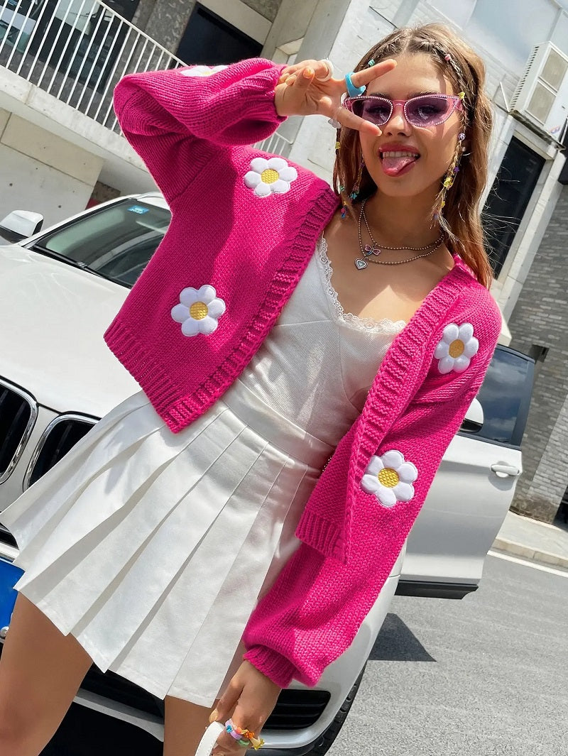Cárdigan con Mangas Lanterna y Estampado Floral para Mujer | Ideal para Superposiciones Ligera