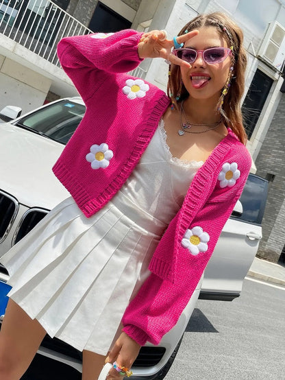 Cárdigan con Mangas Lanterna y Estampado Floral para Mujer | Ideal para Superposiciones Ligera