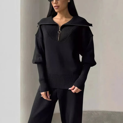 Conjunto de Dos Piezas con Top de Corte Amplio y Pantalón Jogger para Mujer | Ideal para Uso Diario