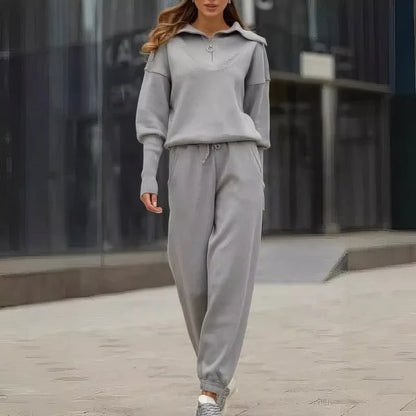 Conjunto de Dos Piezas con Top de Corte Amplio y Pantalón Jogger para Mujer | Ideal para Uso Diario