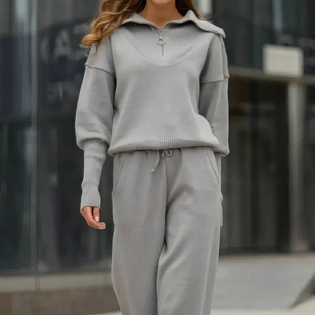 Conjunto de Dos Piezas con Top de Corte Amplio y Pantalón Jogger para Mujer | Ideal para Uso Diario