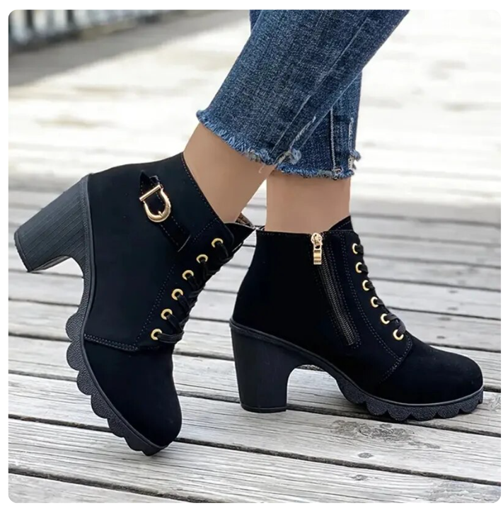 Botines de Invierno con Cordones y Cremallera Lateral para Mujer | Ideal para Invierno